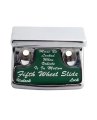 (CARD) CHROME PLASTIC FREIGHTLINER SWITCH GUARD W/ GLOSSY FIFTH WHEEL STICKER - GREEN