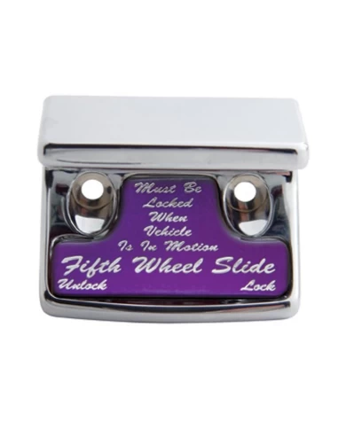(CARD) CHROME PLASTIC FREIGHTLINER SWITCH GUARD W/ GLOSSY FIFTH WHEEL STICKER - PURPLE (CARD) CHROME PLASTIC FREIGHTLINER SWITCH GUARD W/ GLOSSY FIFTH WHEEL STICKER - PURPLE
