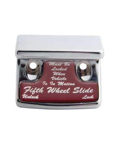 (CARD) CHROME PLASTIC FREIGHTLINER SWITCH GUARD W/ GLOSSY FIFTH WHEEL STICKER - RED (CARD) CHROME PLASTIC FREIGHTLINER SWITCH GUARD W/ GLOSSY FIFTH WHEEL STICKER - RED