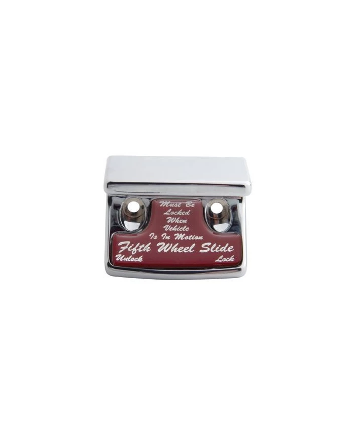 (CARD) CHROME PLASTIC FREIGHTLINER SWITCH GUARD W/ GLOSSY FIFTH WHEEL STICKER - RED