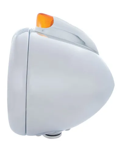 UP32628-Chrome Guide 682-C Headlight H4 With White LED & Original Style LED Signal - Amber Lens