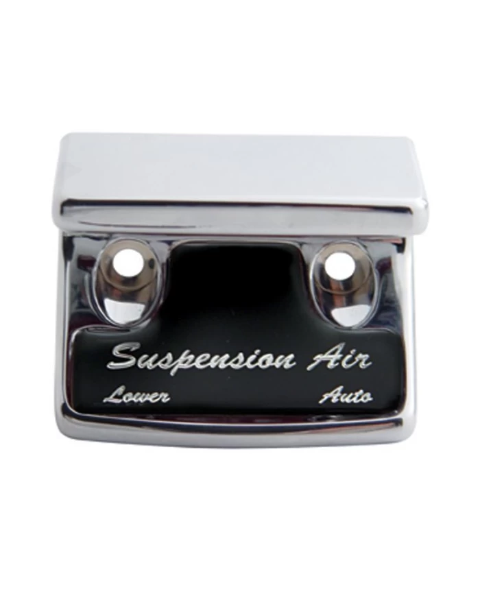 (CARD) CHROME PLASTIC FREIGHTLINER SWITCH GUARD W/ GLOSSY SUSPENSION AIR STICKER - BLACK (CARD) CHROME PLASTIC FREIGHTLINER SWITCH GUARD W/ GLOSSY SUSPENSION AIR STICKER - BLACK