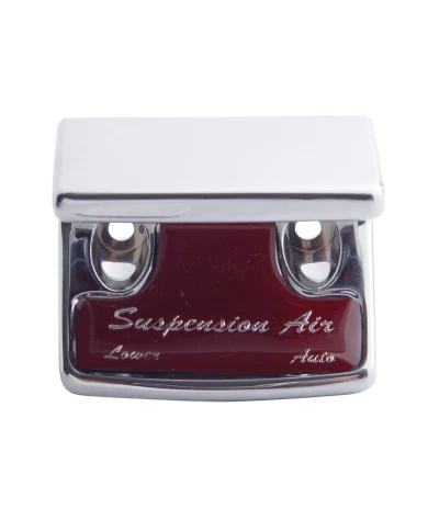 (CARD) CHROME PLASTIC FREIGHTLINER SWITCH GUARD W/ GLOSSY SUSPENSION AIR STICKER - RED (CARD) CHROME PLASTIC FREIGHTLINER SWITCH GUARD W/ GLOSSY SUSPENSION AIR STICKER - RED