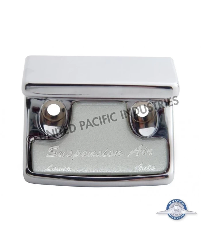 (CARD) CHROME PLASTIC FREIGHTLINER SWITCH GUARD W/ GLOSSY SUSPENSION AIR STICKER - SILVER (CARD) CHROME PLASTIC FREIGHTLINER SWITCH GUARD W/ GLOSSY SUSPENSION AIR STICKER - SILVER