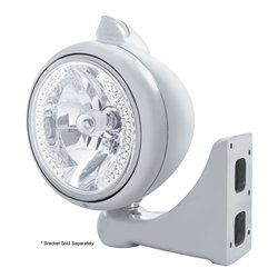 UP32629-Chrome Guide 682-C Headlight H4 With White LED & Original Style LED Signal - Clear Lens