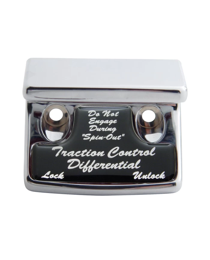 (CARD) CHROME PLASTIC FREIGHTLINER SWITCH GUARD W/ GLOSSY TRACTION CONTROL DIFFERENTIAL STICKER - BLACK (CARD) CHROME PLASTIC FREIGHTLINER SWITCH GUARD W/ GLOSSY TRACTION CONTROL DIFFERENTIAL STICKER - BLACK