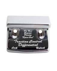 (CARD) CHROME PLASTIC FREIGHTLINER SWITCH GUARD W/ GLOSSY TRACTION CONTROL DIFFERENTIAL STICKER - BLACK