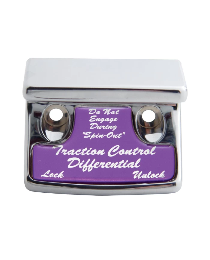 (CARD) CHROME PLASTIC FREIGHTLINER SWITCH GUARD W/ GLOSSY TRACTION CONTROL DIFFERENTIAL STICKER - PURPLE (CARD) CHROME PLASTIC FREIGHTLINER SWITCH GUARD W/ GLOSSY TRACTION CONTROL DIFFERENTIAL STICKER - PURPLE