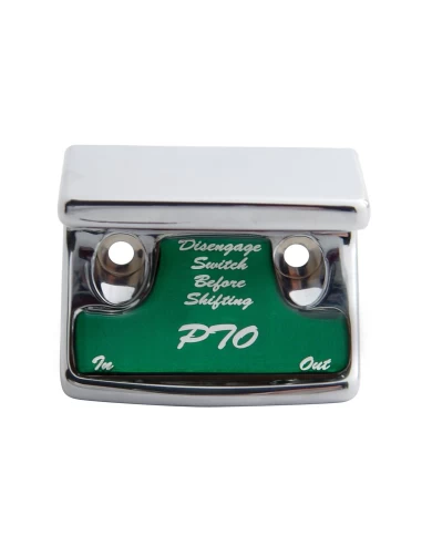 (CARD) CHROME PLASTIC FREIGHTLINER SWITCH GUARD W/ GLOSSY PTO STICKER - BLUE (CARD) CHROME PLASTIC FREIGHTLINER SWITCH GUARD W/ GLOSSY PTO STICKER - BLUE
