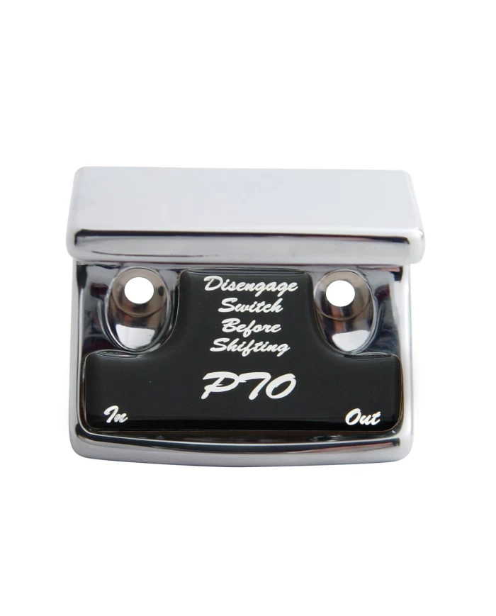 (CARD) CHROME PLASTIC FREIGHTLINER SWITCH GUARD W/ GLOSSY PTO STICKER - BLACK (CARD) CHROME PLASTIC FREIGHTLINER SWITCH GUARD W/ GLOSSY PTO STICKER - BLACK