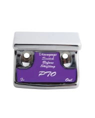 (CARD) CHROME PLASTIC FREIGHTLINER SWITCH GUARD W/ GLOSSY PTO STICKER - PURPLE (CARD) CHROME PLASTIC FREIGHTLINER SWITCH GUARD W/ GLOSSY PTO STICKER - PURPLE