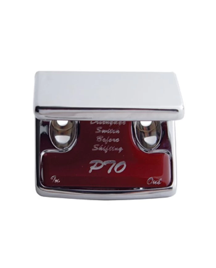 (CARD) CHROME PLASTIC FREIGHTLINER SWITCH GUARD W/ GLOSSY PTO STICKER - RED (CARD) CHROME PLASTIC FREIGHTLINER SWITCH GUARD W/ GLOSSY PTO STICKER - RED