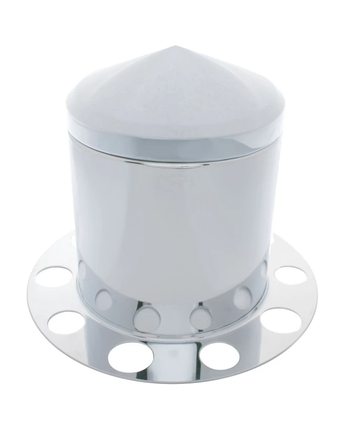 (BULK) STAINLESS STEEL POINTED REAR 3PC. AXLE COVER - STEEL RING