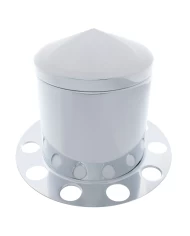 (BULK) STAINLESS STEEL POINTED REAR 3PC. AXLE COVER - ALUMINUM RING