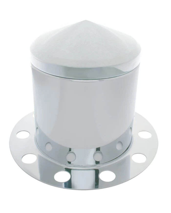 (BULK) STAINLESS STEEL POINTED REAR 3PC. AXLE COVER - 10 HOLES UNI-MOUNT RING