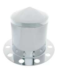 (BULK) STAINLESS STEEL POINTED REAR 3PC. AXLE COVER - 10 HOLES UNI-MOUNT RING