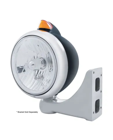 UP32640-Black Guide 682-C Style Headlight Crystal H4 & Original Style LED Signal - Amber Lens