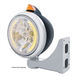 UP32642-Black Guide 682-C Headlight H4 With 34 Amber LED & Original Style LED Signal-Amber Lens