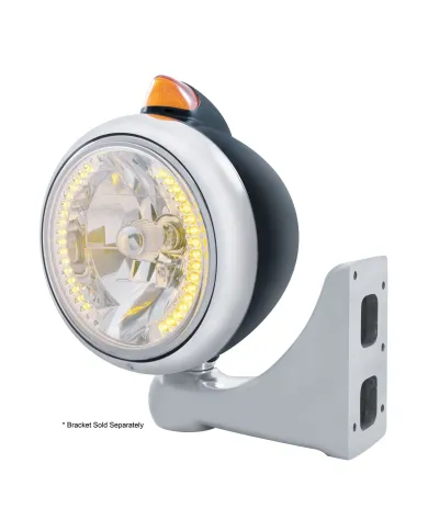 UP32642-Black Guide 682-C Headlight H4 With 34 Amber LED & Original Style LED Signal-Amber Lens