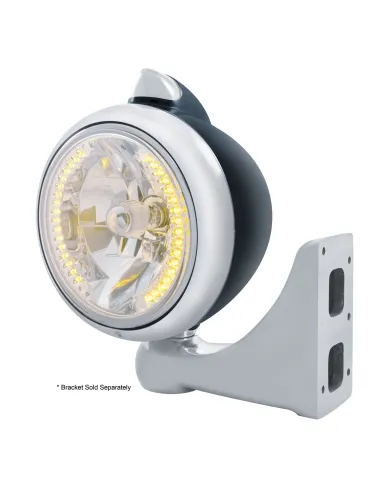 UP32643-Black Guide 682-C Headlight H4 With 34 Amber LED & Original Style LED Signal-Clear Lens