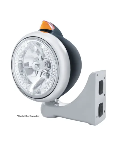 UP32644-Black Guide 682-C Headlight H4 With White LED & Original Style LED Signal - Amber Lens