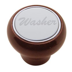 UP23379-"Washer" Wood Deluxe Dash Knob - Stainless Plaque