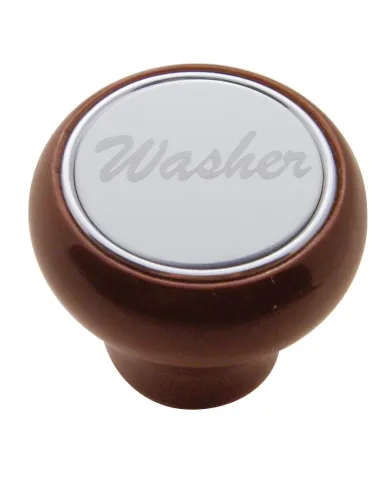 UP23379-"Washer" Wood Deluxe Dash Knob - Stainless Plaque