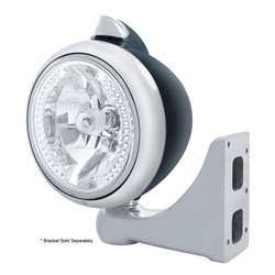 UP32645-Black Guide 682-C Headlight H4 With White LED & Original Style LED Signal - Clear Lens