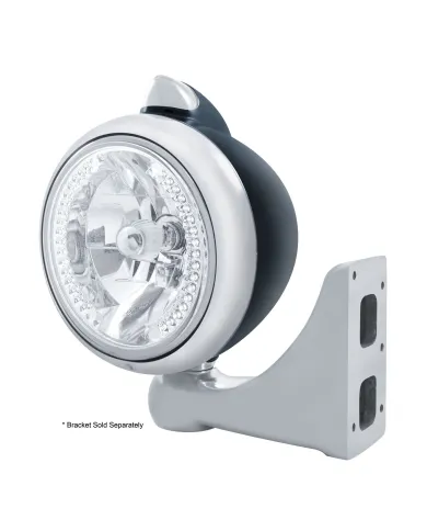 UP32645-Black Guide 682-C Headlight H4 With White LED & Original Style LED Signal - Clear Lens