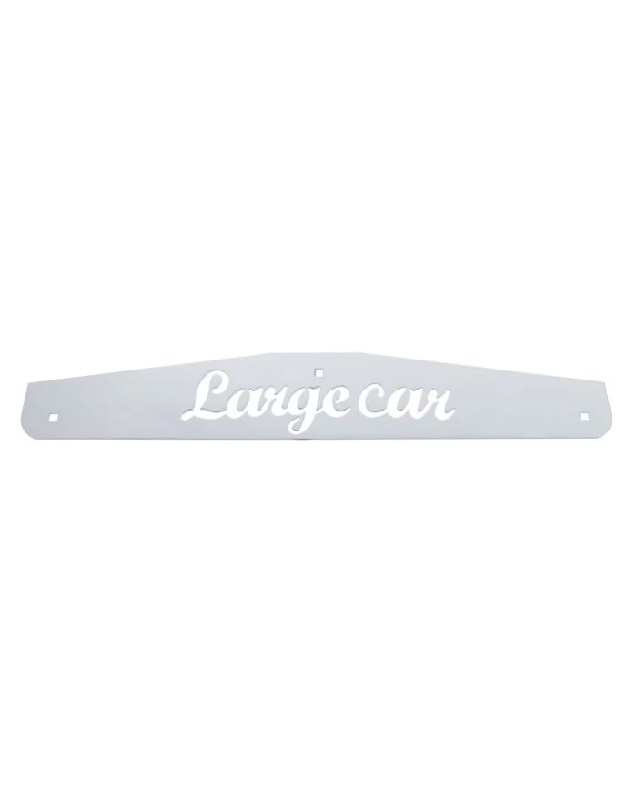 (BULK) STAINLESS STEEL 4"L x 24"W SCRIPTED BOTTOM MUD FLAP PLATE W/ BOLT THRU - LARGECAR (BULK) STAINLESS STEEL 4"L x 24"W SCRIPTED BOTTOM MUD FLAP PLATE W/ BOLT THRU - LARGECAR