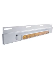 (BULK) STAINLESS STEEL TOP PLATE W/ 11 AMBER LED 17" LIGHT BAR W/ BEZEL - AMBER LENS