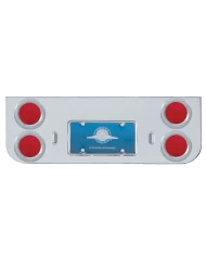 (BULK) CHROME REAR CENTER LIGHT PANEL W/ 4 INCANDESCENT 4" FLAT LIGHT W/ BEZEL - RED LENS (BULK) CHROME REAR CENTER LIGHT PANEL W/ 4 INCANDESCENT 4" FLAT LIGHT W/ BEZEL - RED LENS