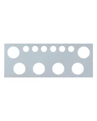 (BOX) 430 STAINLESS STEEL REAR CENTER LIGHT PANEL W/ SIX 4" LIGHT CUTOUT & SIX 2" LIGHT CUTOUTS (BOX) 430 STAINLESS STEEL REAR CENTER LIGHT PANEL W/ SIX 4" LIGHT CUTOUT & SIX 2" LIGHT CUTOUTS