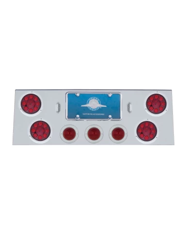 (BOX) STAINLESS STEEL REAR CENTER LIGHT PANEL W/ FOUR 4" & THREE 2 1/2" LED LIGHTS (BOX) STAINLESS STEEL REAR CENTER LIGHT PANEL W/ FOUR 4" & THREE 2 1/2" LED LIGHTS
