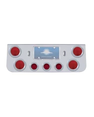 (BULK) DELUXE CR. STEEL REAR CENTER LT PANEL W/ FOUR 4" & THREE 2 1/2" INCANDESCENT BEEHIVE LT W/ BEZEL - RED LENS