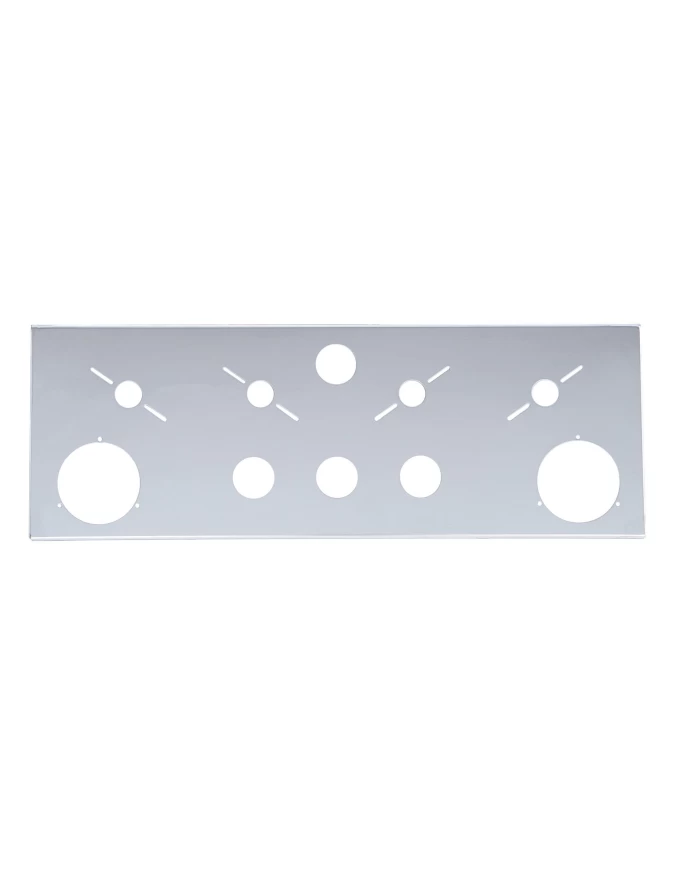 (BOX) STAINLESS STEEL DELUXE REAR CENTER LT PANEL W/ TWO 4", FOUR 2", & 4 UNIVERSAL LIGHT CUTOUT (BOX) STAINLESS STEEL DELUXE REAR CENTER LT PANEL W/ TWO 4", FOUR 2", & 4 UNIVERSAL LIGHT CUTOUT