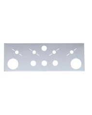 (BOX) STAINLESS STEEL DELUXE REAR CENTER LT PANEL W/ TWO 4", FOUR 2", & 4 UNIVERSAL LIGHT CUTOUT