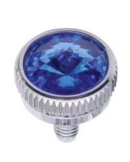 (2/CARD) CHROME 5mm C.B. MOUNTING BOLT W/ DIAM0ND - BLUE