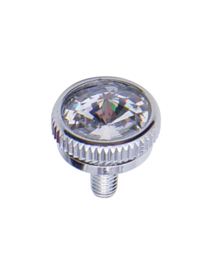 (2/CARD) CHROME 5mm C.B. MOUNTING BOLT W/ DIAM0ND - CLEAR