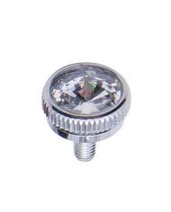 (2/CARD) CHROME 5mm C.B. MOUNTING BOLT W/ DIAM0ND - CLEAR