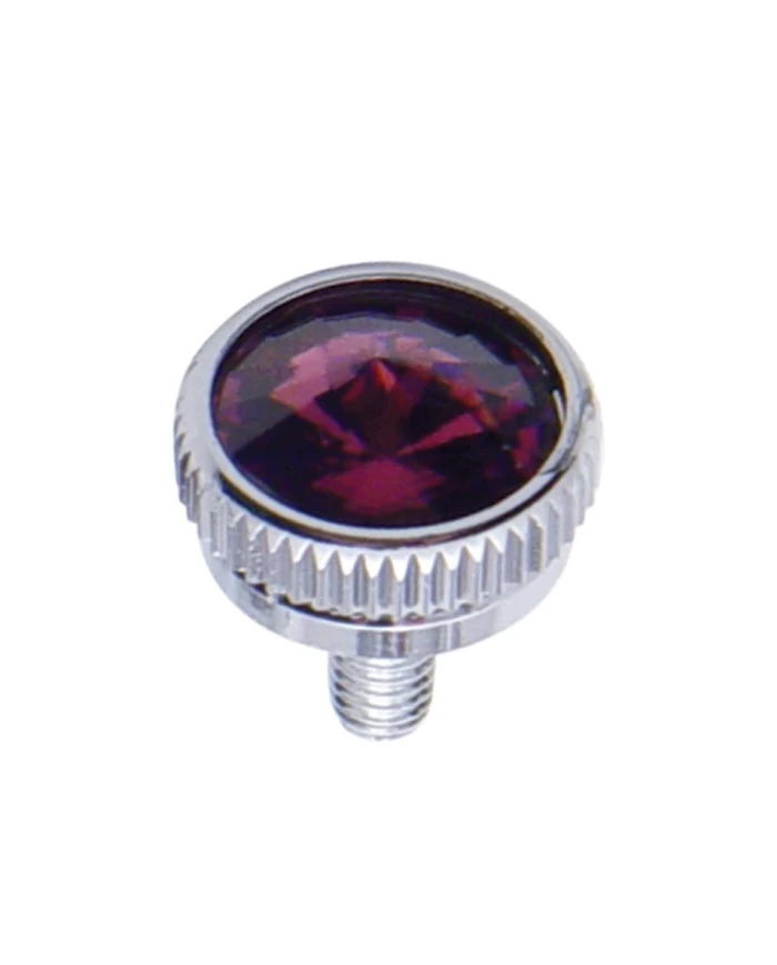 (2/CARD) CHROME 5mm C.B. MOUNTING BOLT W/ DIAM0ND - PURPLE (2/CARD) CHROME 5mm C.B. MOUNTING BOLT W/ DIAM0ND - PURPLE