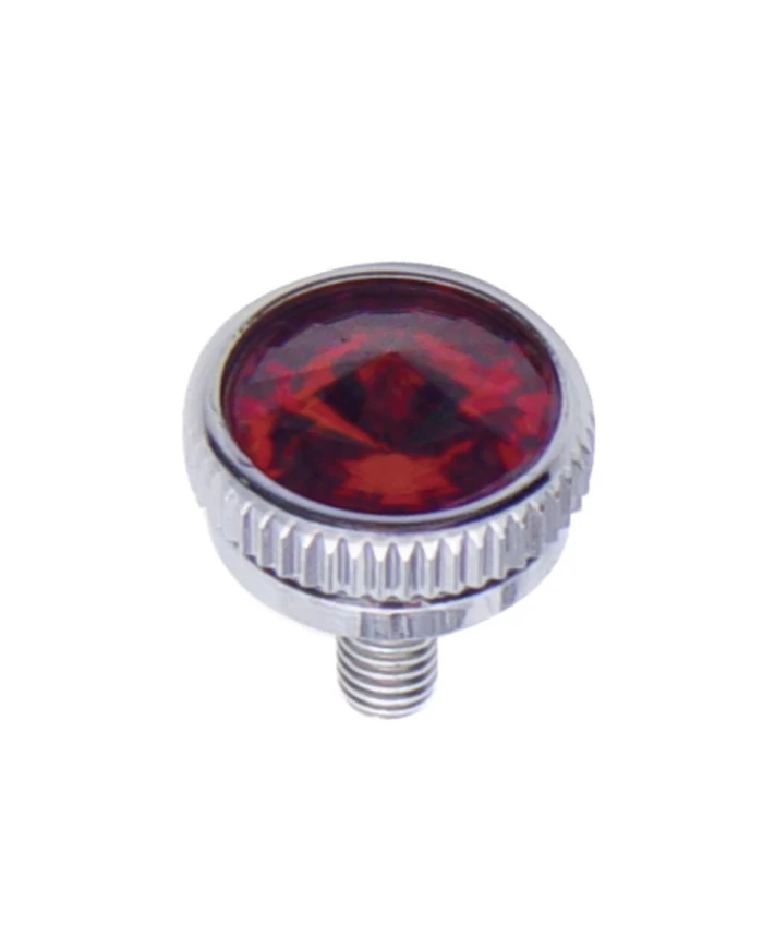 (2/CARD) CHROME 5mm C.B. MOUNTING BOLT W/ DIAM0ND - RED (2/CARD) CHROME 5mm C.B. MOUNTING BOLT W/ DIAM0ND - RED