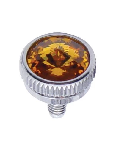 (2/CARD) CHROME 6mm C.B. MOUNTING BOLT W/ DIAM0ND - AMBER (2/CARD) CHROME 6mm C.B. MOUNTING BOLT W/ DIAM0ND - AMBER
