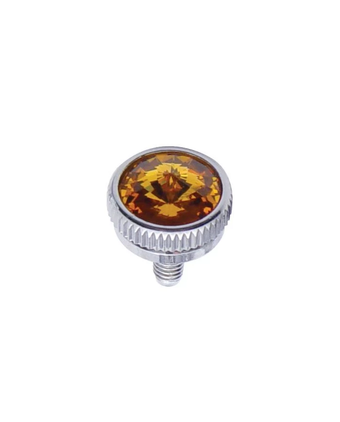 (2/CARD) CHROME 6mm C.B. MOUNTING BOLT W/ DIAM0ND - AMBER (2/CARD) CHROME 6mm C.B. MOUNTING BOLT W/ DIAM0ND - AMBER