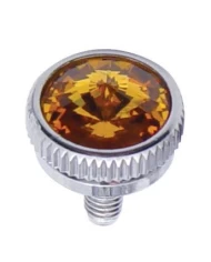 (2/CARD) CHROME 6mm C.B. MOUNTING BOLT W/ DIAM0ND - AMBER (2/CARD) CHROME 6mm C.B. MOUNTING BOLT W/ DIAM0ND - AMBER