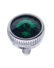 (2/CARD) CHROME 6mm C.B. MOUNTING BOLT W/ DIAM0ND - GREEN