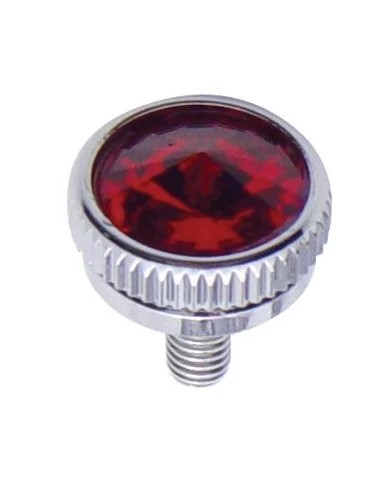 (2/CARD) CHROME 6mm C.B. MOUNTING BOLT W/ DIAM0ND - RED (2/CARD) CHROME 6mm C.B. MOUNTING BOLT W/ DIAM0ND - RED