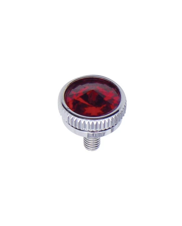 (2/CARD) CHROME 6mm C.B. MOUNTING BOLT W/ DIAM0ND - RED