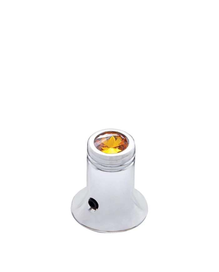 (CARD) CHROME C.B. CHANNEL KNOB W/ DIAMOND - AMBER