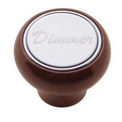 UP23384-"Dimmer" Wood Deluxe Dash Knob - Stainless Plaque